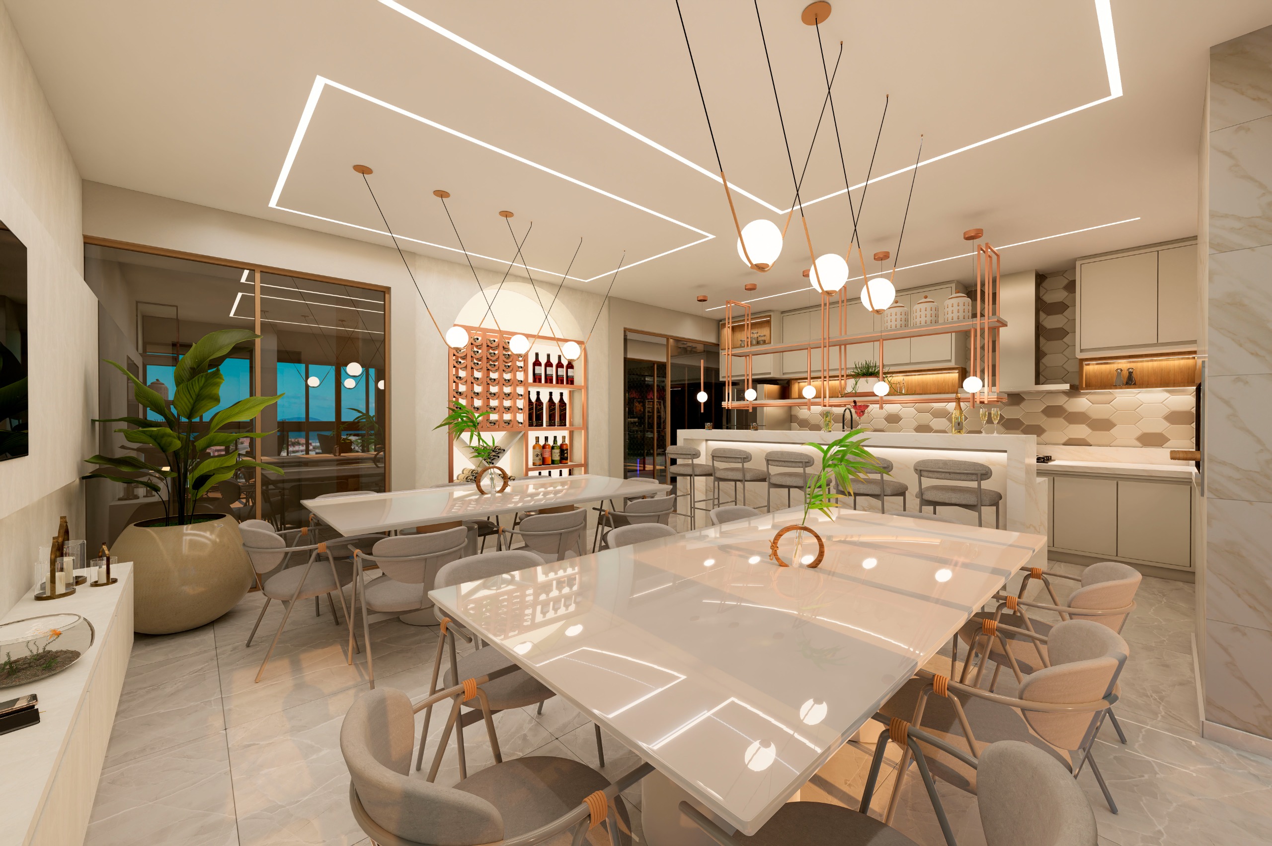 Area gourmet Doha Residence apartamento na planta Tijucas
