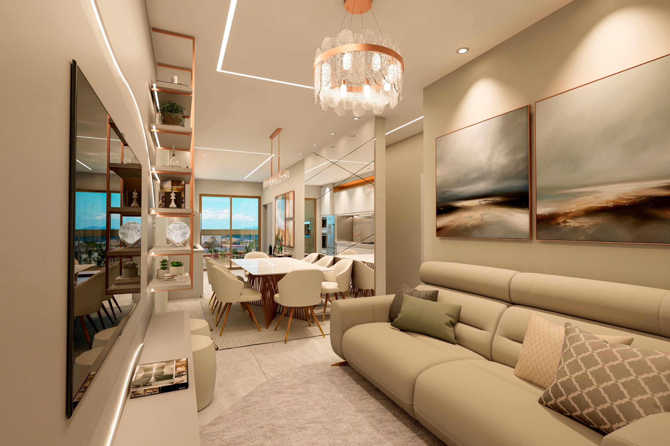 Living integrado apartamento alto padrao Doha Residence Tijucas